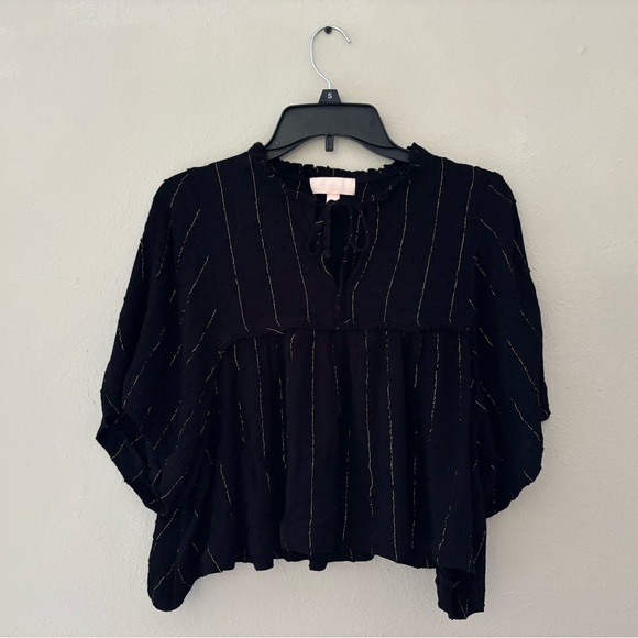 Black Top with Gold Stripes - Picture 1 of 4